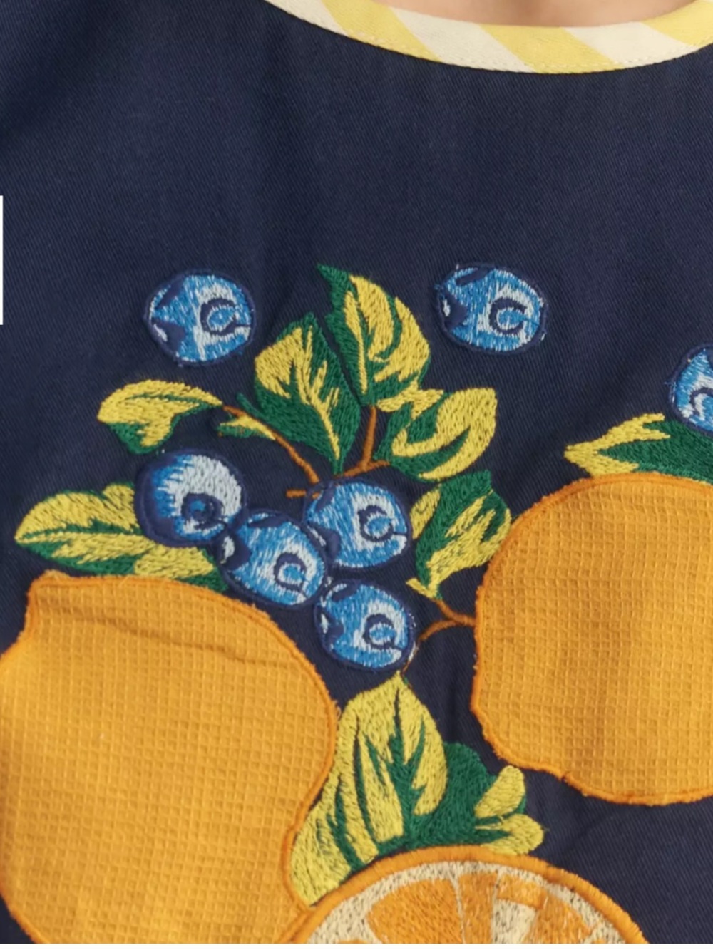 NWT $118 size M #Anthropologie Navy Citrus & Blue Floral Embroidered shell tank - Picture 4 of 7